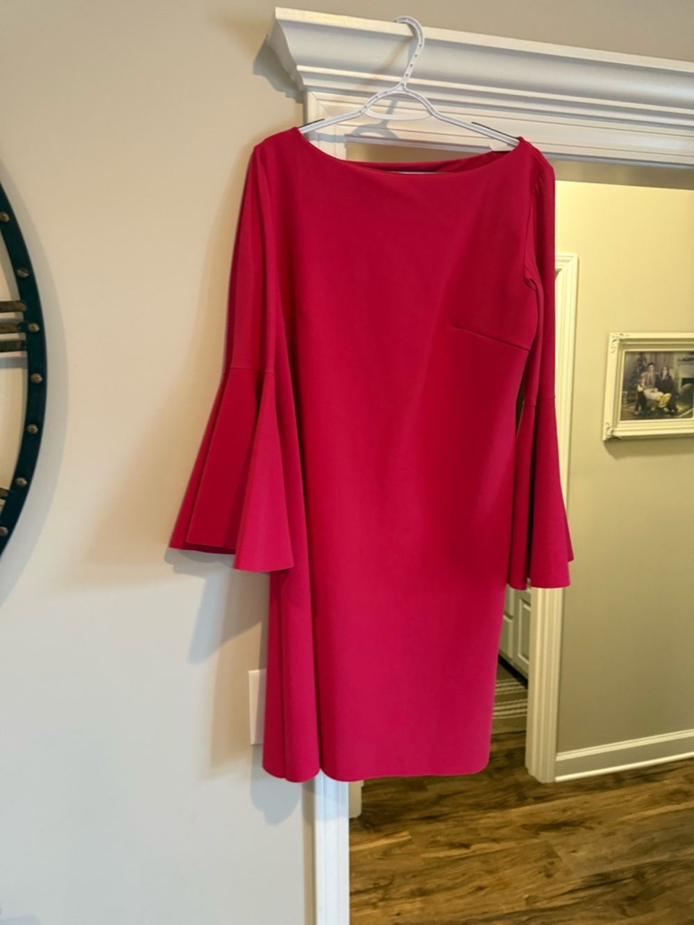 Chiara Boni Vibrant Pink Bell-Sleeve Shift Dress